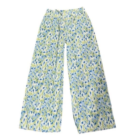 Zara Floral Print Blue Stretchy Pleated Culottes Pants(Size 11-12yrs) - Picture 3 of 6